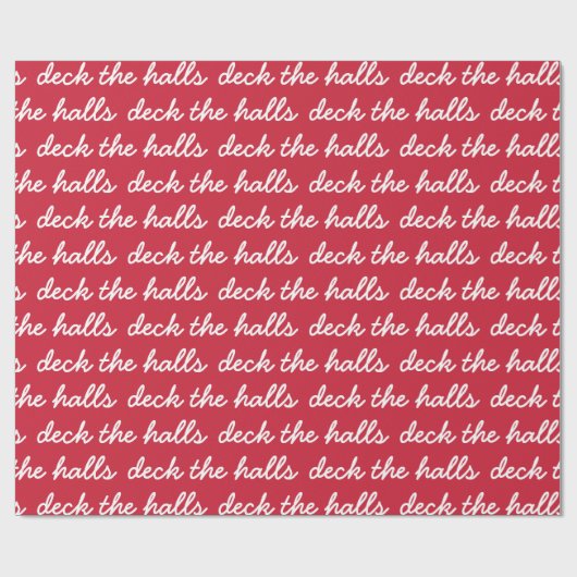 Deck de Hallen Modern Rood Wit Script Kerstmis Cadeaupapier (Vlak)