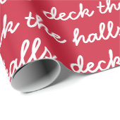 Deck de Hallen Modern Rood Wit Script Kerstmis Cadeaupapier (Rol Hoek)