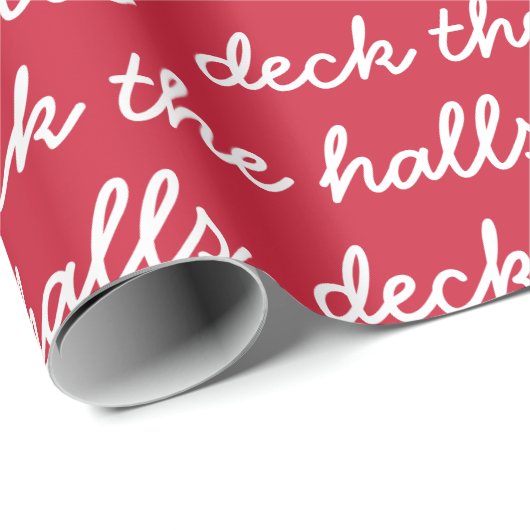 Deck de Hallen Modern Rood Wit Script Kerstmis Cadeaupapier (Rol Hoek)
