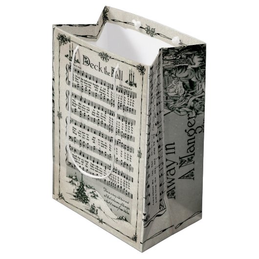 Deck de Hallen Muziek Blad Gift Bag Medium Cadeauzakje (Voorkant Gekanteld)