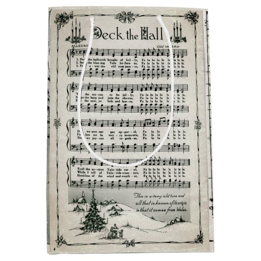 Deck de Hallen Muziek Blad Gift Bag Medium Cadeauzakje (Voorkant)