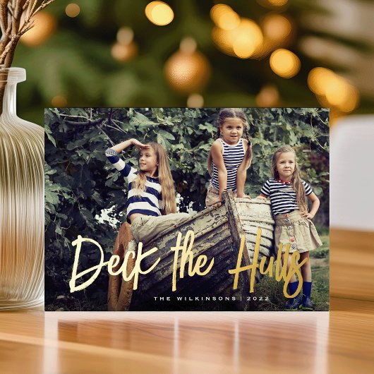 Deck de Hulls | Nautische kerstfoto Folie Feestdagenkaart