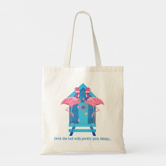 Deck de Hut Grappige Flamingo Kerstvakantie Tote Bag (Achterkant)