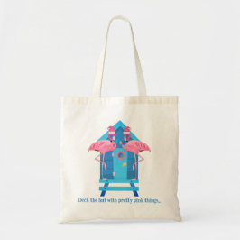Deck de Hut Grappige Flamingo Kerstvakantie Tote Bag