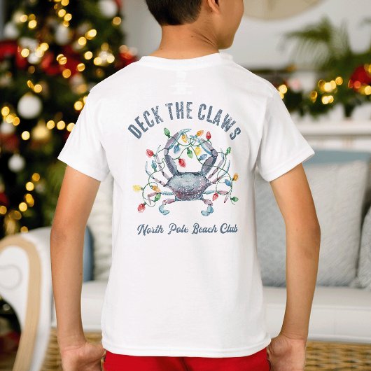 “Deck de Klauwen” Blauwe Krab Kerst T-shirt