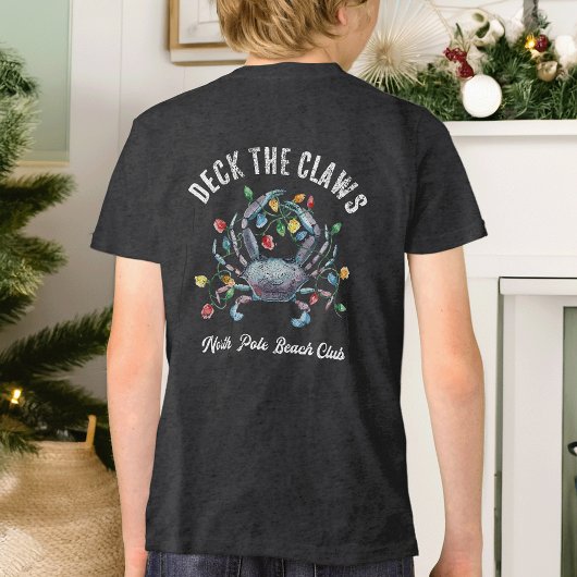 “Deck de Klauwen” Blauwe Krab Kerstmis Tri-Blend Shirt