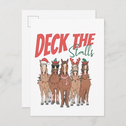 Deck de kraampjes Funny Christmas Horse Lovers Aankondigingskaart (Voorkant / Achterkant)