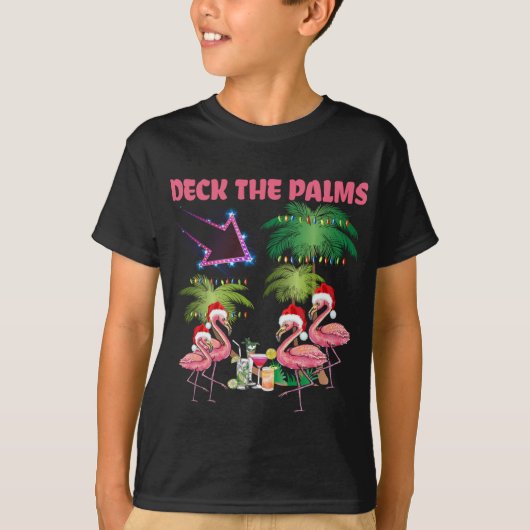 Deck De Palmen Flamingo Tropische Kerstpalm TR T-shirt (Voorkant)