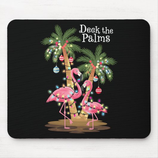 Deck De Palmen Flamingo Tropische Kerstverlichting Muismat (Voorkant)