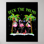 Deck De Palmen Flamingo Tropische Kerstverlichting Poster (Voorkant)