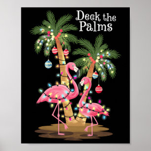 Deck De Palmen Flamingo Tropische Kerstverlichting Poster