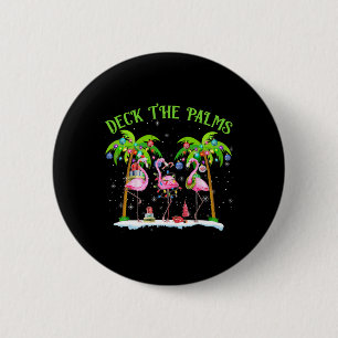 Deck De Palmen Flamingo Tropische Kerstverlichting Ronde Button 5,7 Cm