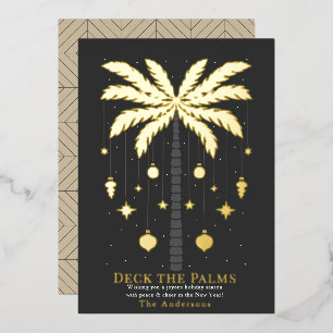 Deck de Palmen Gouden Palmboom Kerstmis Folie Feestdagenkaart