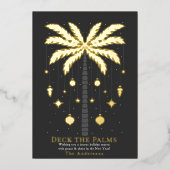 Deck de Palmen Gouden Palmboom Kerstmis Folie Feestdagenkaart (Voorkant)