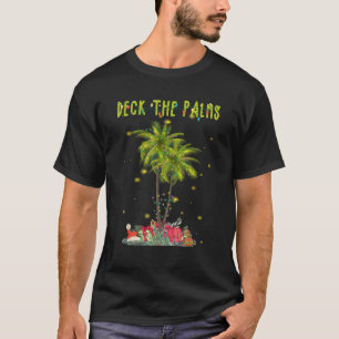 Deck De Palmen Hawaïaanse Kerstpalmboom Lichten T-shirt