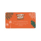 Deck De Palmen Helder Kleurrijke Kerstmis Etiket (Voorkant)