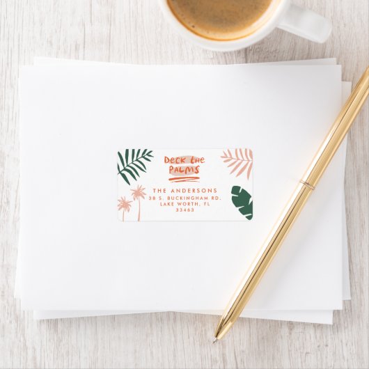 Deck De Palmen Helder Kleurrijke Kerstmis Etiket (Insitu)