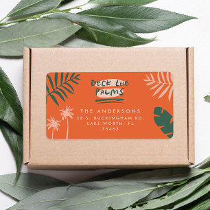 Deck De Palmen Helder Kleurrijke Kerstmis Etiket