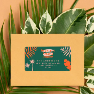 Deck De Palmen Helder Kleurrijke Kerstmis Etiket