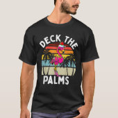Deck de Palmen Kerst Flamingo Tropische Palm Tr T-shirt (Voorkant)
