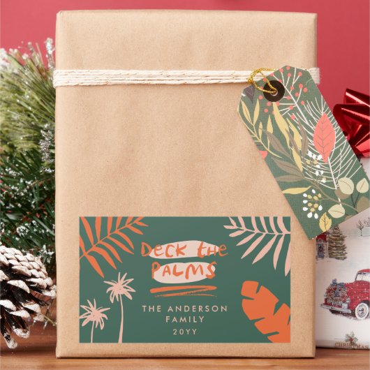 Deck De Palmen Kerstmis Tropisch Modern Rechthoekige Sticker (Feestdagen)