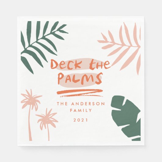 Deck De Palmen Kerstmis Tropisch Modern Servet (Voorkant)
