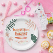 Deck de palmen Kerstmis tropisch modern uniek Papieren Bordje (Feest)