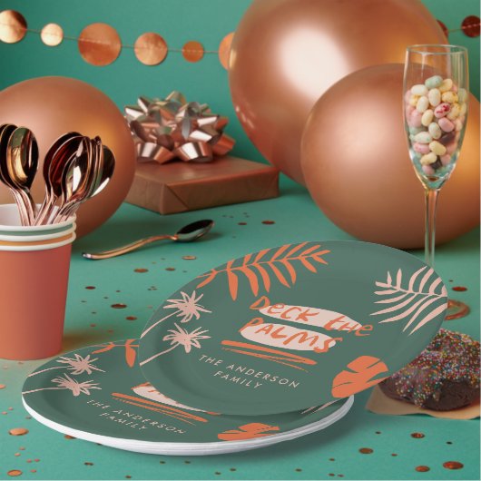 Deck de palmen Kerstmis tropisch modern uniek Papieren Bordje (Multi)