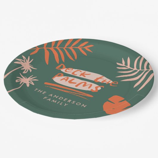 Deck de palmen Kerstmis tropisch modern uniek Papieren Bordje (Gekanteld)