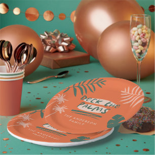Deck de palmen Kerstmis tropisch modern uniek Papieren Bordje