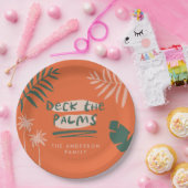 Deck de palmen Kerstmis tropisch modern uniek Papieren Bordje (Feest)