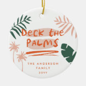 Deck De Palmen Kerstmis Tropische Moderne Foto Keramisch Ornament (Voorkant)