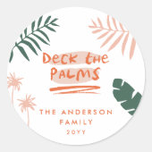 Deck De Palmen Kerstmis Tropische Moderne Foto Ronde Sticker (Voorkant)