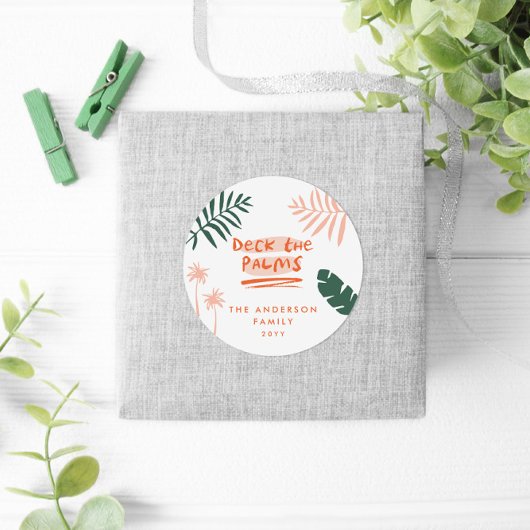 Deck De Palmen Kerstmis Tropische Moderne Foto Ronde Sticker