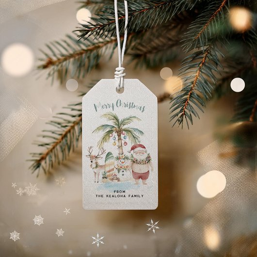 Deck de Palmen | Leuk Tropisch Kerstfeest Cadeaulabel