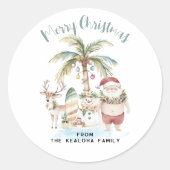 Deck de Palmen | Leuk Tropisch Kerstfeest Ronde Sticker (Voorkant)