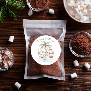 Deck de palmen Leuke tropische kerst Ronde Sticker