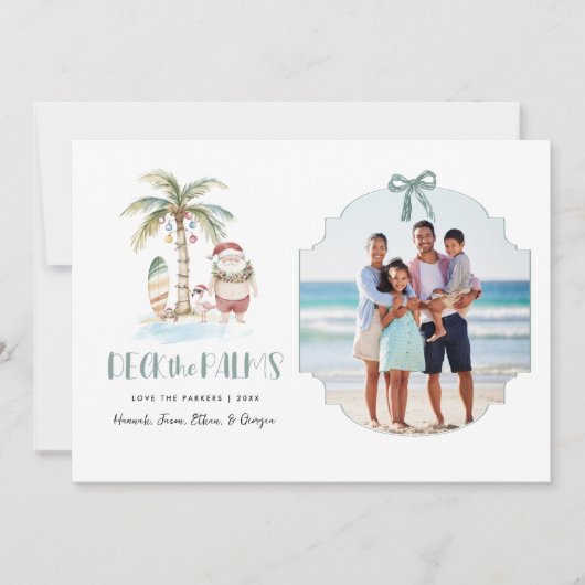 Deck de palmen | Leuke tropische kerstfoto Feestdagenkaart (Voorkant)
