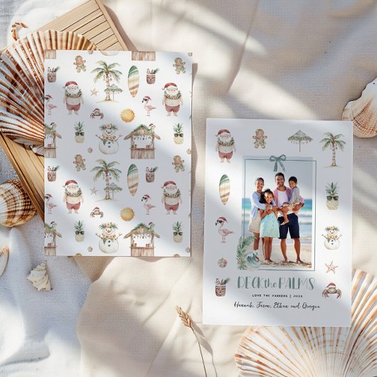 Deck de palmen | Leuke tropische kerstfoto Feestdagenkaart