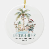 Deck de palmen | Leuke tropische kerstfoto Keramisch Ornament (Voorkant)