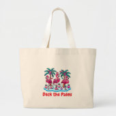 Deck de palmen met feestelijke flamingo's grote tote bag (Voorkant)