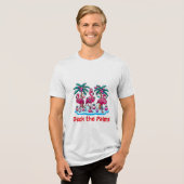Deck de palmen met feestelijke flamingo's Tri-Blend shirt (Voorkant volledig)