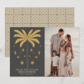 Deck de Palmen Palm Tree Grijs Kerstmis Foto Feestdagenkaart (Voorkant / Achterkant)