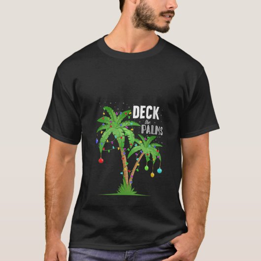 Deck De Palmen Tropische Grappige Hawaii Kerstboom T-shirt (Voorkant)