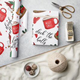 Deck De Zalen Leuk Voedsel Kerstmis Cadeaupapier