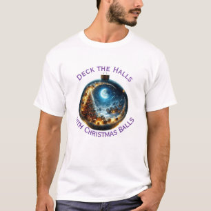 Deck de zalen met kerstballen t-shirt