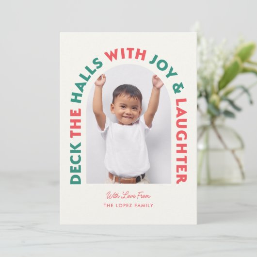 Deck De Zalen Rood + Groen Foto Vakantie Kaart (Staand voorkant)