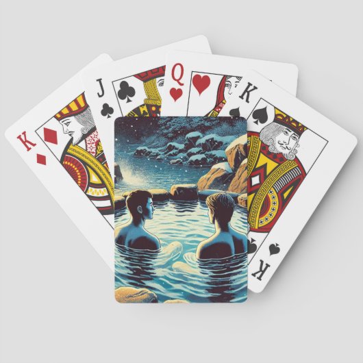 Deck of Cards - Jonge mannen in onsen Pokerkaarten (Achterkant)