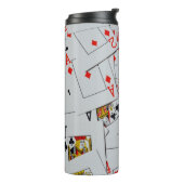 Deck Of Scattered Playing Cards Pattern, Thermosbeker (Gedraaid links)