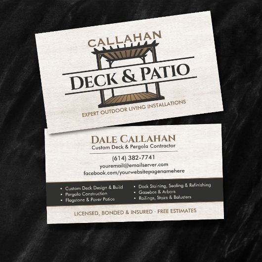 Deck & Patio Aannemer Licht Hout Visitekaartje